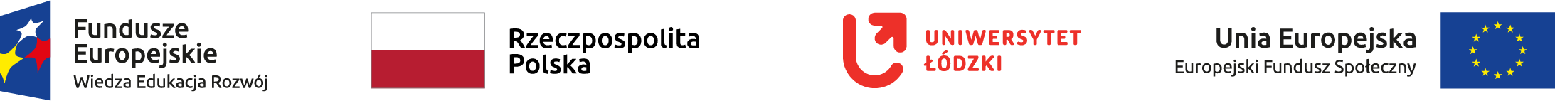 obraz przedstawia logo fundusze europejskie wiedza edukacja rozwój, logo Rzeczepospolita Polska, logo Uniwersytet Łódzki oraz logo Unia Europejska Europejski Fundusz Społeczny